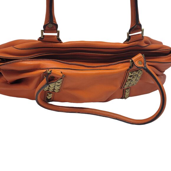 Fenn Wright Manson Extra-Large Orange Leather Satchel Bag w/Double Handles - Picture 5 of 9